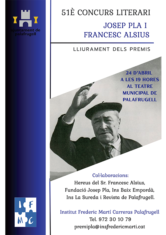 51è Concurs Literari Josep Pla i Francesc Alsius